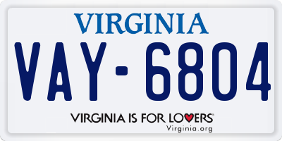 VA license plate VAY6804