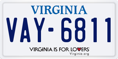 VA license plate VAY6811