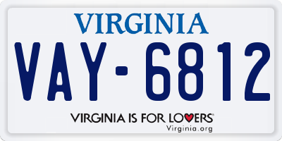 VA license plate VAY6812