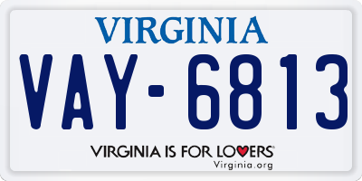 VA license plate VAY6813