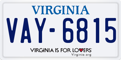 VA license plate VAY6815