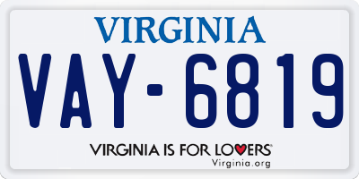 VA license plate VAY6819