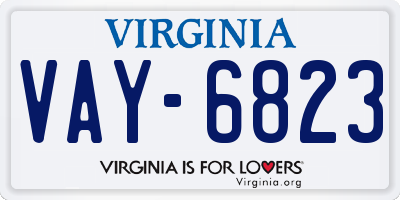 VA license plate VAY6823