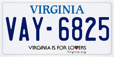 VA license plate VAY6825