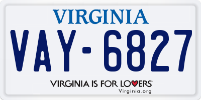 VA license plate VAY6827