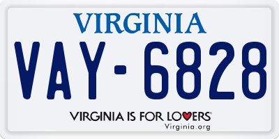 VA license plate VAY6828