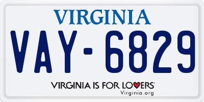 VA license plate VAY6829