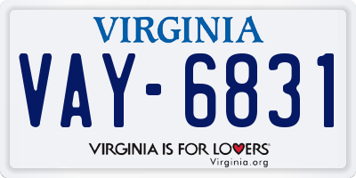 VA license plate VAY6831