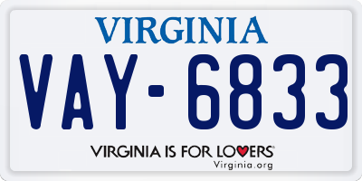 VA license plate VAY6833