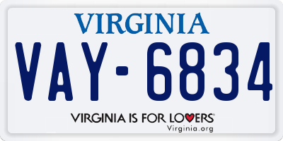 VA license plate VAY6834