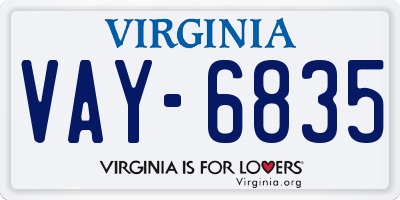 VA license plate VAY6835