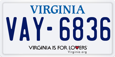 VA license plate VAY6836