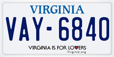 VA license plate VAY6840