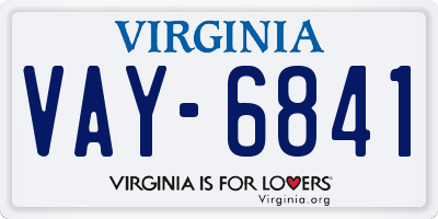 VA license plate VAY6841