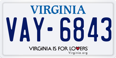 VA license plate VAY6843