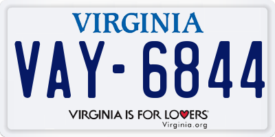 VA license plate VAY6844