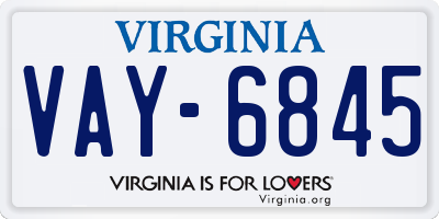 VA license plate VAY6845