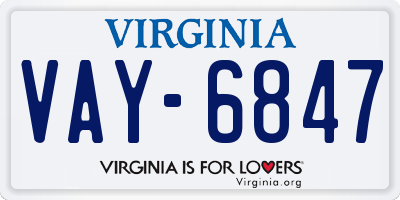 VA license plate VAY6847