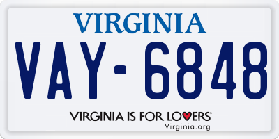 VA license plate VAY6848