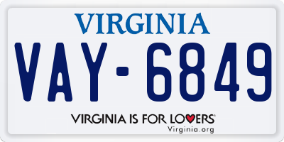 VA license plate VAY6849
