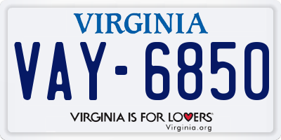 VA license plate VAY6850