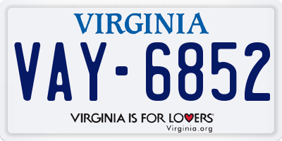 VA license plate VAY6852