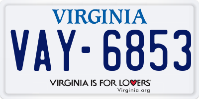 VA license plate VAY6853
