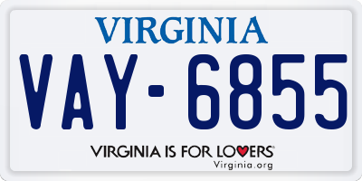 VA license plate VAY6855