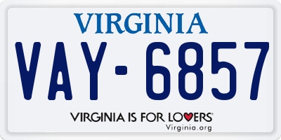 VA license plate VAY6857