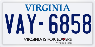 VA license plate VAY6858