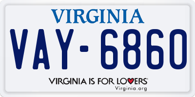 VA license plate VAY6860