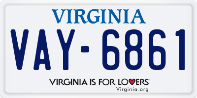 VA license plate VAY6861
