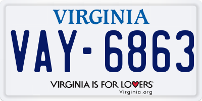 VA license plate VAY6863