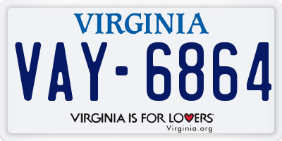VA license plate VAY6864