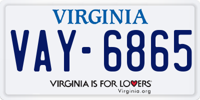 VA license plate VAY6865