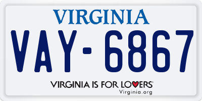 VA license plate VAY6867