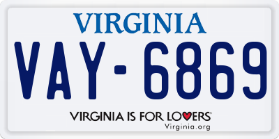 VA license plate VAY6869
