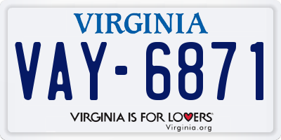 VA license plate VAY6871