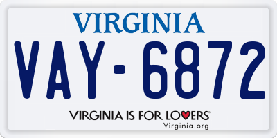 VA license plate VAY6872