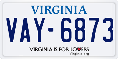 VA license plate VAY6873