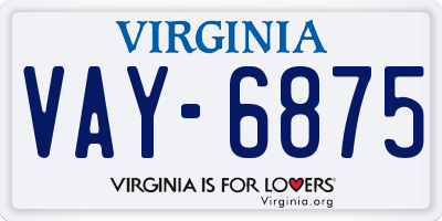 VA license plate VAY6875