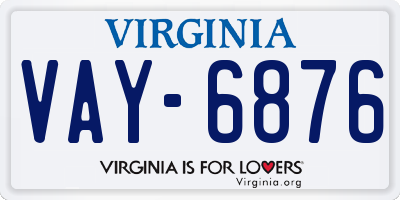 VA license plate VAY6876