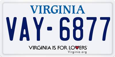 VA license plate VAY6877