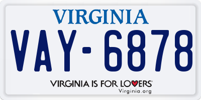 VA license plate VAY6878