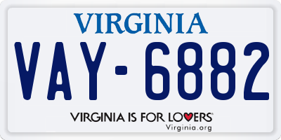 VA license plate VAY6882