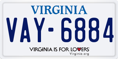 VA license plate VAY6884