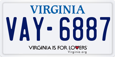 VA license plate VAY6887