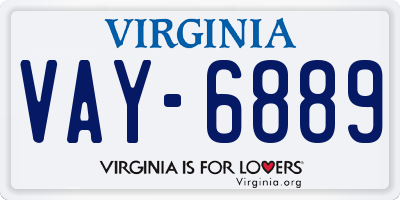 VA license plate VAY6889