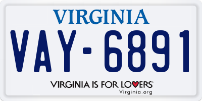 VA license plate VAY6891