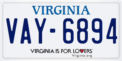 VA license plate VAY6894